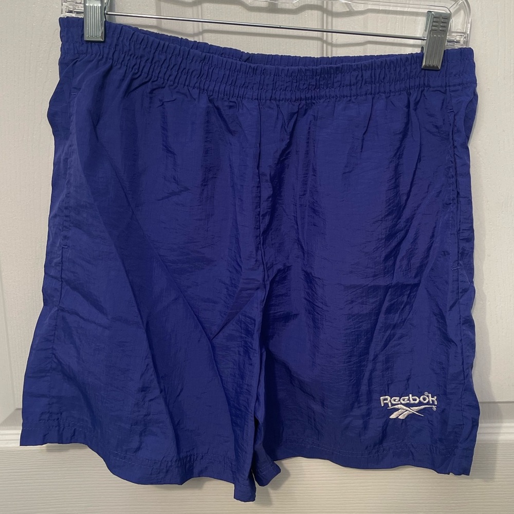 Reebok Vintage Purple Blue Nylon Athletic Shorts